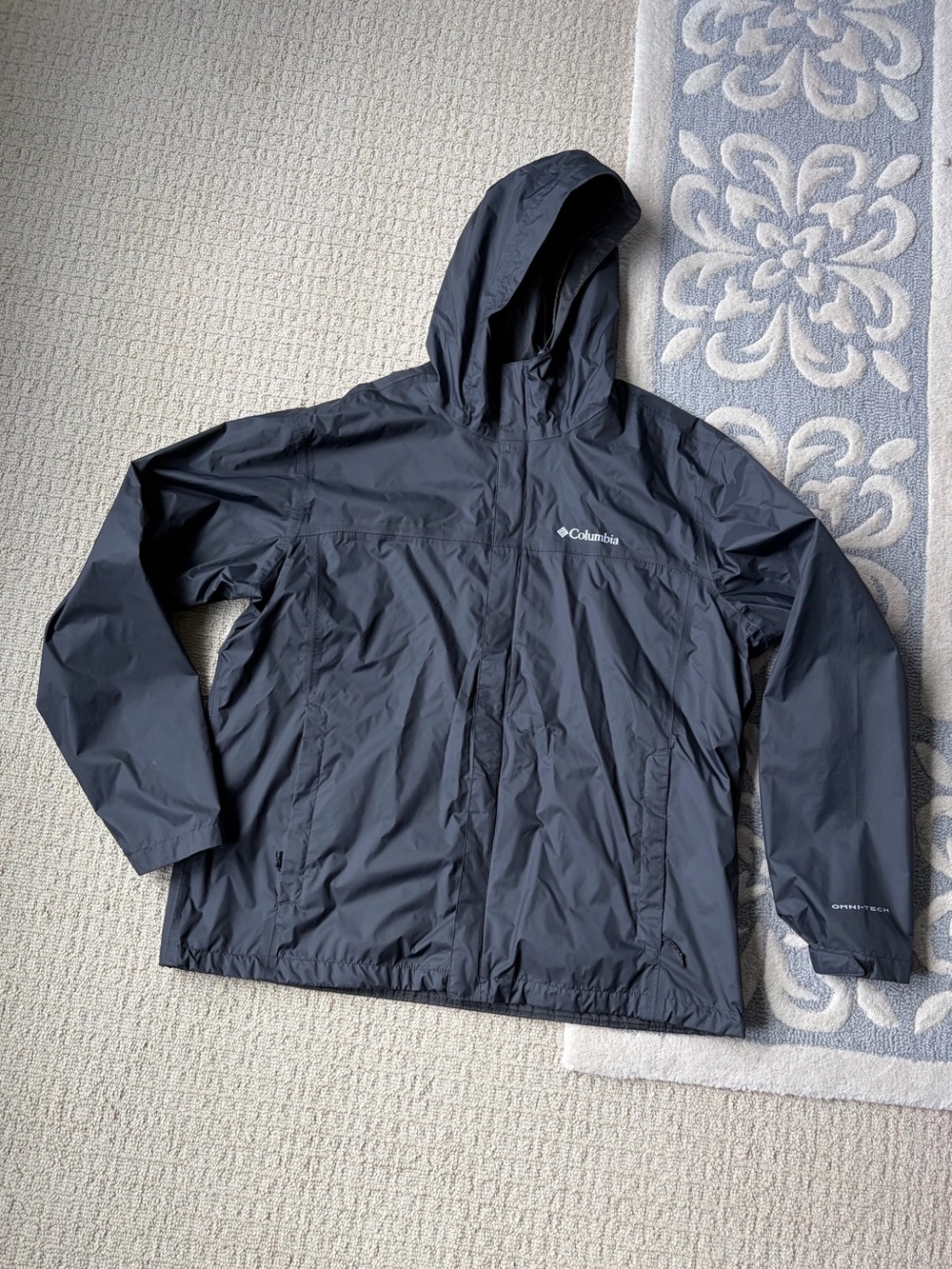 Columbia Men's Black Hooded Waterproof Rain Jacket